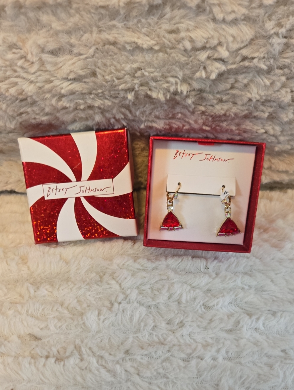 Betsey Johnson Red Crystal Drop Earrings